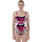 Music Hip Hop Text Black White 3d Twist Front Tankini Set