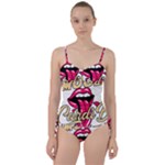 Music Hip Hop Text Black White 3d Sweetheart Tankini Set