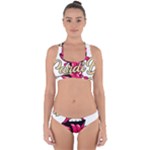 Music Hip Hop Text Black White 3d Cross Back Hipster Bikini Set