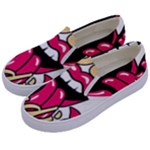 Music Hip Hop Text Black White 3d Kids  Canvas Slip Ons