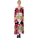 Music Hip Hop Text Black White 3d Button Up Boho Maxi Dress