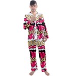 Music Hip Hop Text Black White 3d Men s Long Sleeve Satin Pajamas Set
