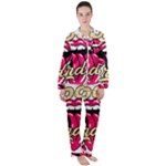 Music Hip Hop Text Black White 3d Women s Long Sleeve Satin Pajamas Set	