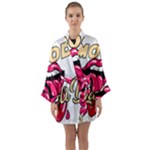 Music Hip Hop Text Black White 3d Long Sleeve Satin Kimono