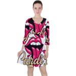 Music Hip Hop Text Black White 3d Quarter Sleeve Ruffle Waist Dress