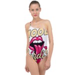 Music Hip Hop Text Black White 3d Classic One Shoulder Swimsuit
