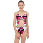 Music Hip Hop Text Black White 3d Center Cut Out Swimsuit
