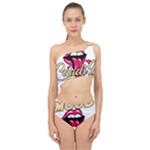 Music Hip Hop Text Black White 3d Spliced Up Two Piece Swimsuit