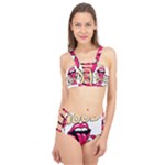 Music Hip Hop Text Black White 3d Cage Up Bikini Set