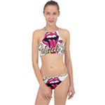Music Hip Hop Text Black White 3d Halter Bikini Set