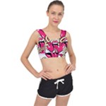 Music Hip Hop Text Black White 3d V-Back Sports Bra
