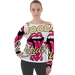 Music Hip Hop Text Black White 3d Off Shoulder Long Sleeve Velour Top