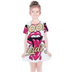 Music Hip Hop Text Black White 3d Kids  Simple Cotton Dress