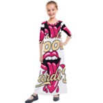 Music Hip Hop Text Black White 3d Kids  Quarter Sleeve Maxi Dress