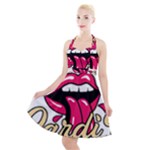 Music Hip Hop Text Black White 3d Halter Party Swing Dress 