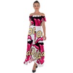 Music Hip Hop Text Black White 3d Off Shoulder Open Front Chiffon Dress