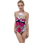 Music Hip Hop Text Black White 3d Go with the Flow One Piece Swimsuit