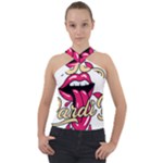 Music Hip Hop Text Black White 3d Cross Neck Velour Top