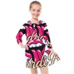 Music Hip Hop Text Black White 3d Kids  Quarter Sleeve Shirt Dress