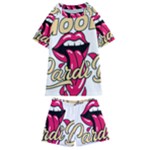 Music Hip Hop Text Black White 3d Kids  Swim T-Shirt and Shorts Set