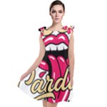 Music Hip Hop Text Black White 3d Tie Up Tunic Dress