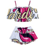 Music Hip Hop Text Black White 3d Kids  Off Shoulder Skirt Bikini