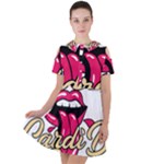 Music Hip Hop Text Black White 3d Short Sleeve Shoulder Cut Out Dress 
