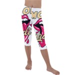 Music Hip Hop Text Black White 3d Kids  Lightweight Velour Capri Leggings 
