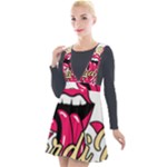 Music Hip Hop Text Black White 3d Plunge Pinafore Velour Dress