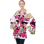 Music Hip Hop Text Black White 3d Long Sleeve Velvet Kimono 