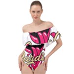 Music Hip Hop Text Black White 3d Off Shoulder Velour Bodysuit 