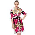 Music Hip Hop Text Black White 3d Long Sleeve Mini Shirt Dress