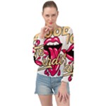 Music Hip Hop Text Black White 3d Banded Bottom Chiffon Top