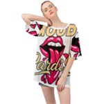 Music Hip Hop Text Black White 3d Oversized Chiffon Top