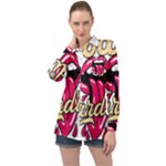 Music Hip Hop Text Black White 3d Long Sleeve Satin Shirt