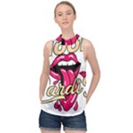 Music Hip Hop Text Black White 3d High Neck Satin Top