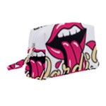 Music Hip Hop Text Black White 3d Wristlet Pouch Bag (Medium)