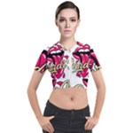 Music Hip Hop Text Black White 3d Short Sleeve Cropped Jacket