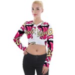 Music Hip Hop Text Black White 3d Long Sleeve Cropped Velvet Jacket