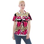 Music Hip Hop Text Black White 3d Women s Short Sleeve Pocket Shirt