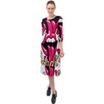 Music Hip Hop Text Black White 3d Ruffle End Midi Chiffon Dress