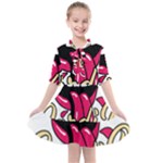 Music Hip Hop Text Black White 3d Kids  All Frills Chiffon Dress