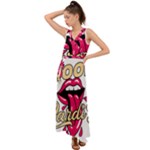 Music Hip Hop Text Black White 3d V-Neck Chiffon Maxi Dress
