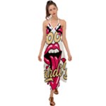 Music Hip Hop Text Black White 3d Halter Tie Back Dress 