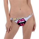 Music Hip Hop Text Black White 3d Ring Detail Bikini Bottoms