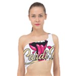 Music Hip Hop Text Black White 3d Spliced Up Bikini Top 