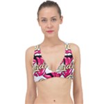 Music Hip Hop Text Black White 3d Classic Banded Bikini Top