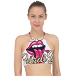 Music Hip Hop Text Black White 3d Halter Bikini Top