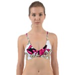 Music Hip Hop Text Black White 3d Wrap Around Bikini Top