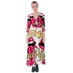 Music Hip Hop Text Black White 3d Button Up Maxi Dress